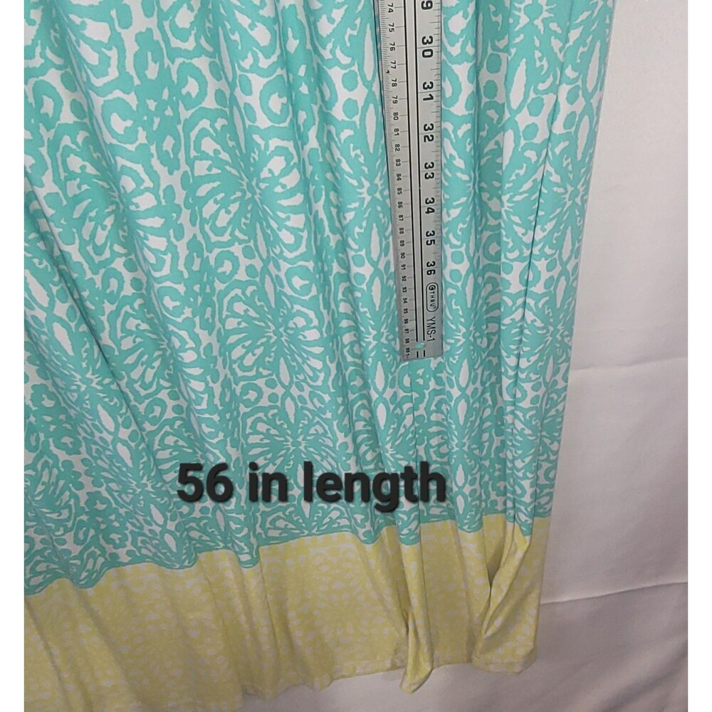 Ruby Rd Woman Sleeveless Mint Green Geometric Maxi Dress Beaded V-Neck Plus 1X - Picture 5 of 8